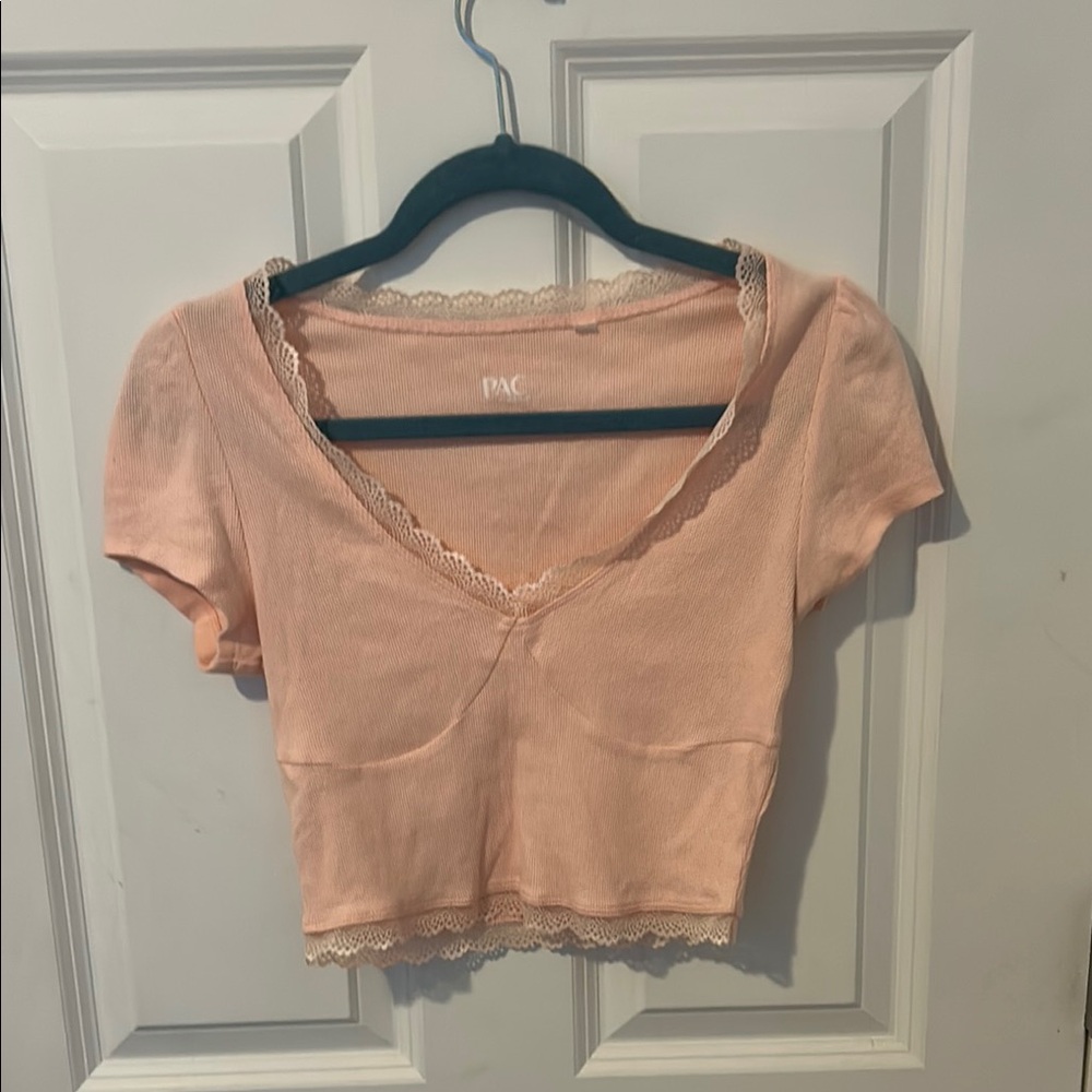 PacSun Pink Fitted Crop Blouse